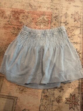 aerie Light Blue Smocked Waist Skater Skirt